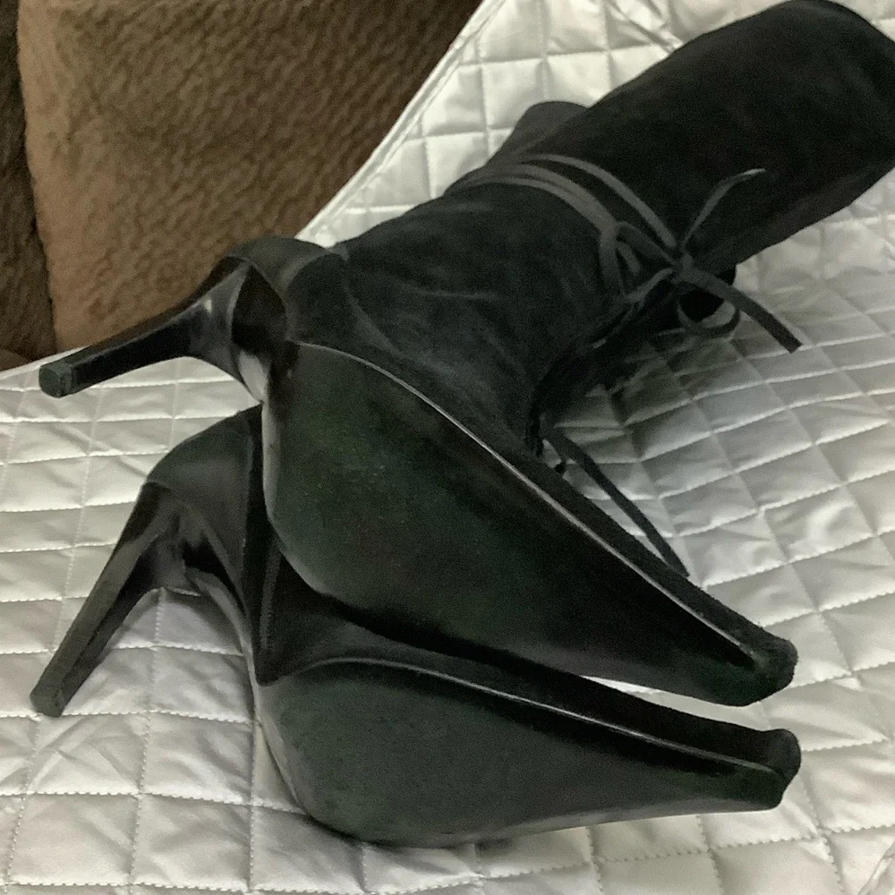 Charles David Black suede Heeled Boots, Size 7.5 - Picture 12 of 14